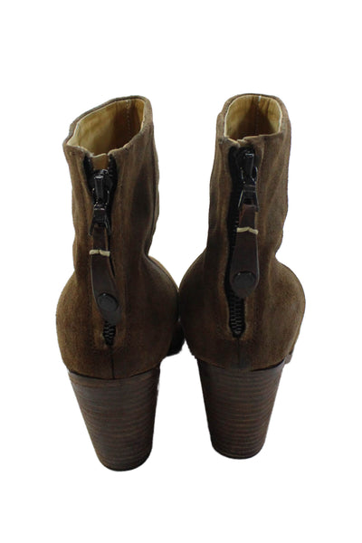 Rag & Bone Womens Leather Zip Up Newbury Ankle Boots Brown Size 9.5