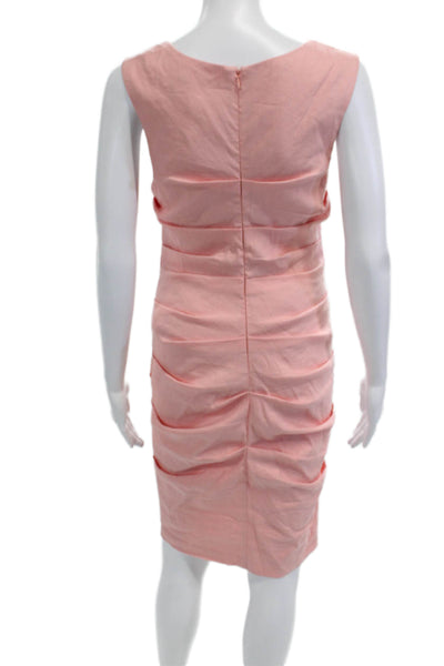 Artelier Nicole Miller Women Sheath Dress Pink Linen Knee Sleeveless Size 6