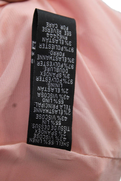 Artelier Nicole Miller Women Sheath Dress Pink Linen Knee Sleeveless Size 6