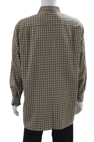 Ermenegildo Zegna Mens Cotton Basic Collared Button Down Shirt Brown Size 1X