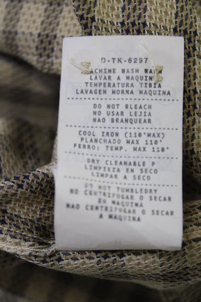 Ermenegildo Zegna Mens Cotton Plaid Print Button Down Shirt Brown Size 1X