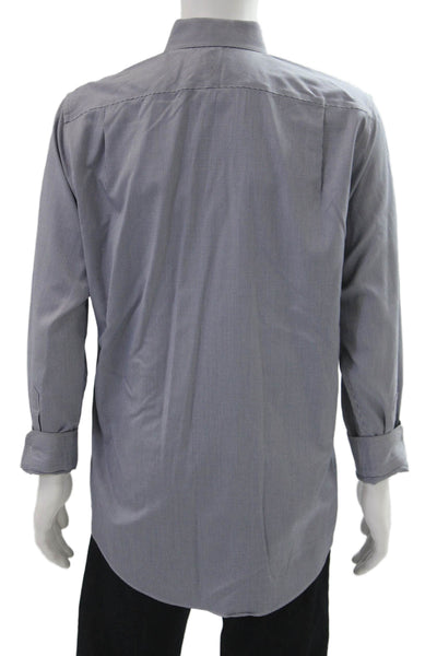 Nordstrom Mens Cotton Mini Houndstooth Detail Button Down Shirt Blue Size 34