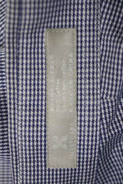 Nordstrom Mens Cotton Mini Houndstooth Detail Button Down Shirt Blue Size 34