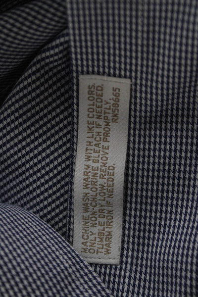 Nordstrom Mens Cotton Mini Houndstooth Detail Button Down Shirt Blue Size 34