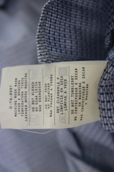 Ermenegildo Zegna Mens Cotton Geometric Print Button Down Shirt Blue Size 1X