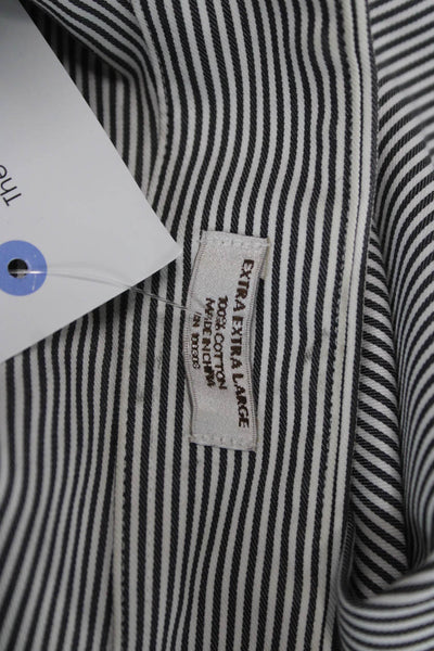 Peter Millar Mens Cotton Striped Collared Pocketed Button Down Gray Size 1X