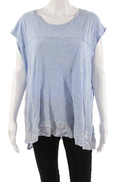 Vince Camuto Women Short-Sleeve Tunic Top Light Blue Cotton Size XL