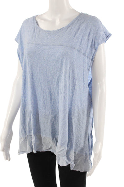 Vince Camuto Women Short-Sleeve Tunic Top Light Blue Cotton Size XL