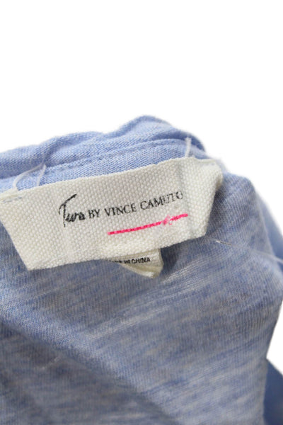 Vince Camuto Women Short-Sleeve Tunic Top Light Blue Cotton Size XL
