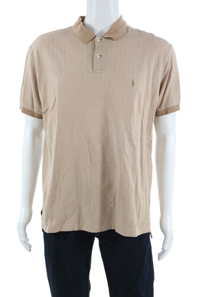 Polo Ralph Lauren Mens Short Sleeve Collar Polo Shirt Nude Size L