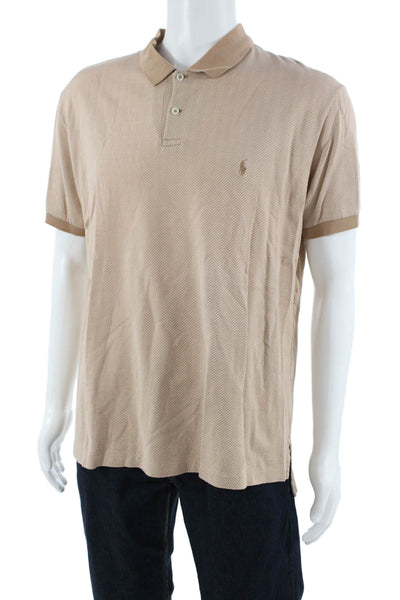 Polo Ralph Lauren Mens Short Sleeve Collar Polo Shirt Nude Size L