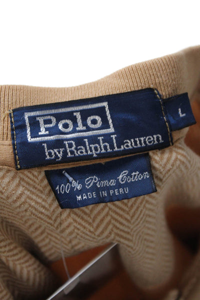 Polo Ralph Lauren Mens Short Sleeve Collar Polo Shirt Nude Size L