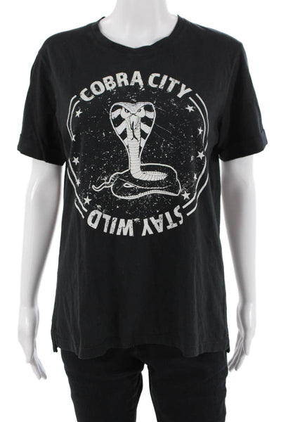 Maje Unisex Black Cotton Animal Graphic Short Sleeve T-Shirt Size 3