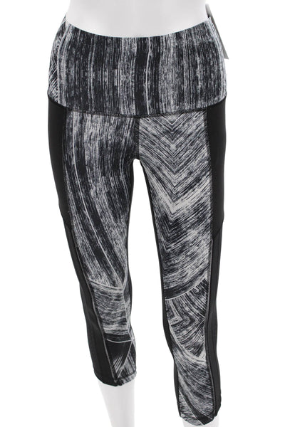 Lululemon Womens Capri Cropped Leggings Black Geometric Nylon Size 4
