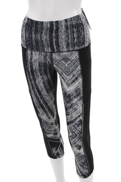 Lululemon Womens Capri Cropped Leggings Black Geometric Nylon Size 4
