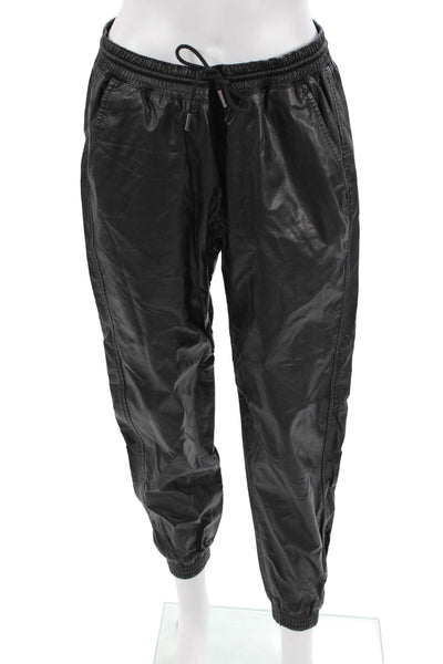 Zara, Womens Jogger Pants Black Solid Viscose Drawstring 90s Size L