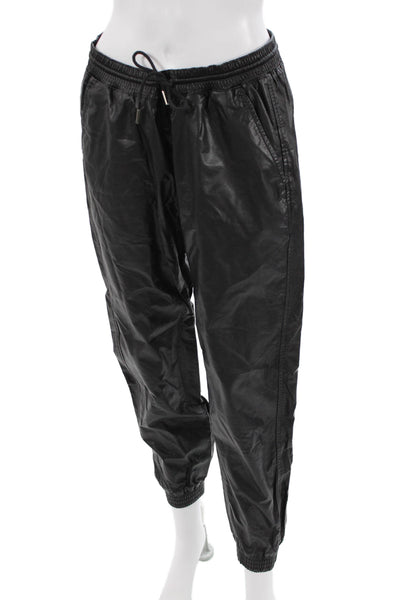 Zara, Womens Jogger Pants Black Solid Viscose Drawstring 90s Size L