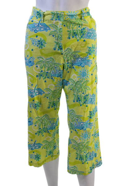 Lilly Pulitzer Women Blue Graphic Print Capri Cropped Pants Size 8