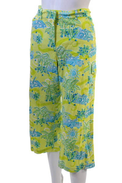 Lilly Pulitzer Women Blue Graphic Print Capri Cropped Pants Size 8