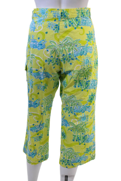 Lilly Pulitzer Women Blue Graphic Print Capri Cropped Pants Size 8