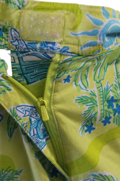Lilly Pulitzer Women Blue Graphic Print Capri Cropped Pants Size 8