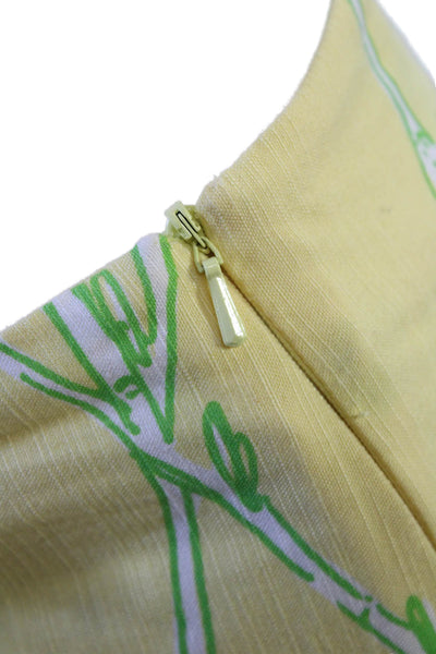 Lilly Pulitzer Womens Cropped Capri Pants Green Animal Print Button Size 8