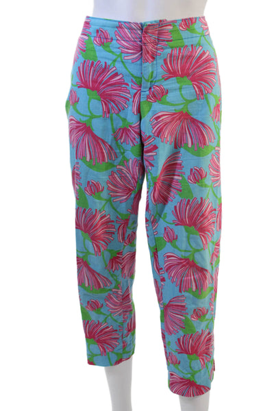 Lilly Pulitzer, Women Capri Cropped Floral Pants Blue Size 8