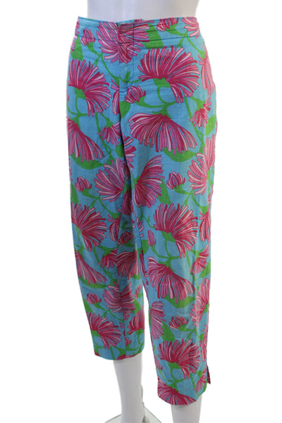 Lilly Pulitzer, Women Capri Cropped Floral Pants Blue Size 8