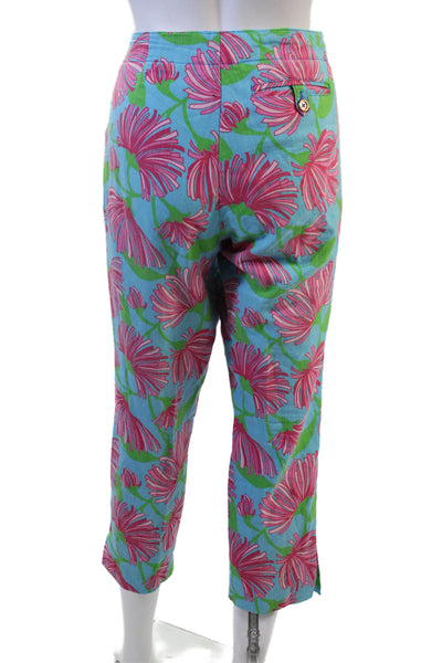 Lilly Pulitzer, Women Capri Cropped Floral Pants Blue Size 8