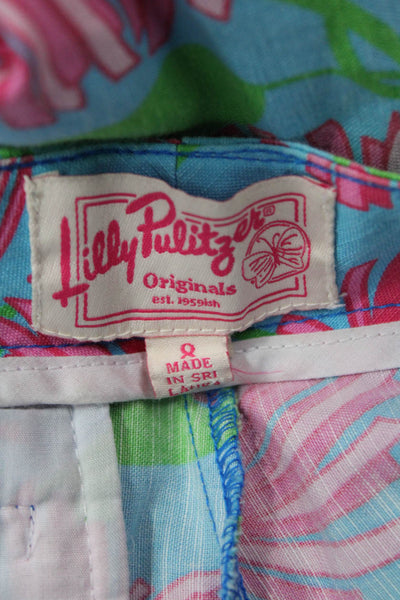 Lilly Pulitzer, Women Capri Cropped Floral Pants Blue Size 8