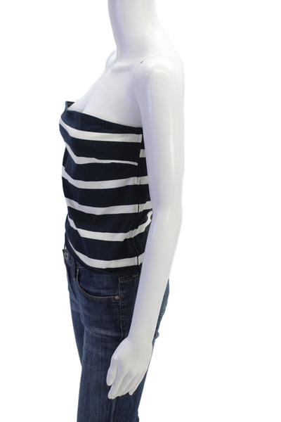 J Crew Women Striped Cotton Sleeveless Tank Top Dark Blue Zip Size S