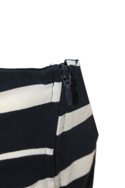 J Crew Women Striped Cotton Sleeveless Tank Top Dark Blue Zip Size S