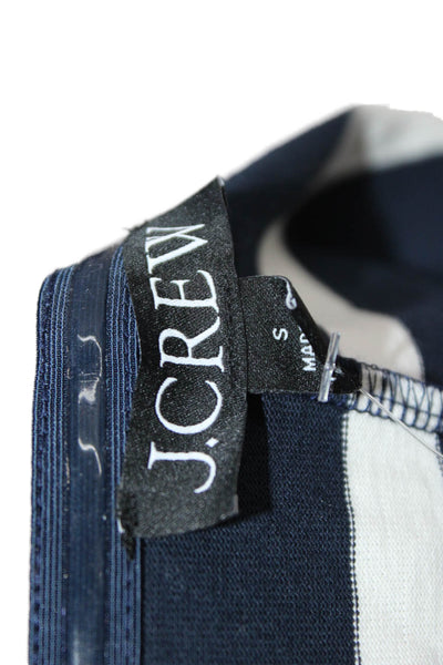 J Crew Women Striped Cotton Sleeveless Tank Top Dark Blue Zip Size S
