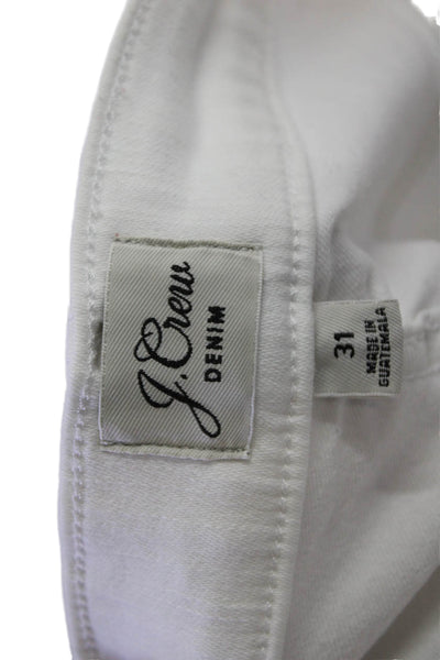 J Crew Women White High-Rise Ankle Tapered Jeans Button Size 31