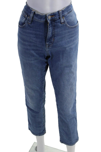 J Crew Women Ankle Cropped High-Rise Blue Jeans Cotton Hemp Elastane Size 30