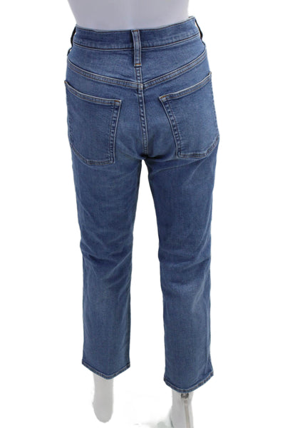 J Crew Women Ankle Cropped High-Rise Blue Jeans Cotton Hemp Elastane Size 30