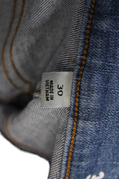 J Crew Women Ankle Cropped High-Rise Blue Jeans Cotton Hemp Elastane Size 30