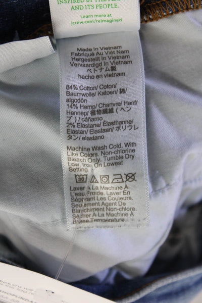 J Crew Women Ankle Cropped High-Rise Blue Jeans Cotton Hemp Elastane Size 30