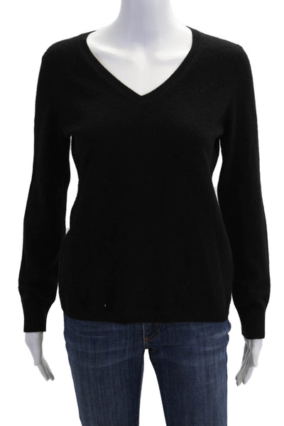 Uniqlo Women Cashmere V-Neck Pullover Black Long Sleeve Size M
