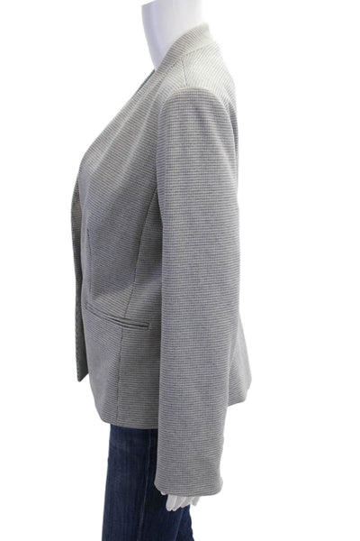 Ann Taylor Women Gray Check Blazer Button Long Sleeve Size 4
