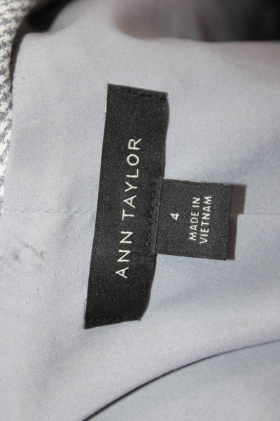 Ann Taylor Women Gray Check Blazer Button Long Sleeve Size 4