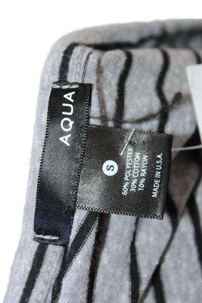 Aqua Women Basic Jersey Striped Gray Silk Crewneck T-Shirt Size S