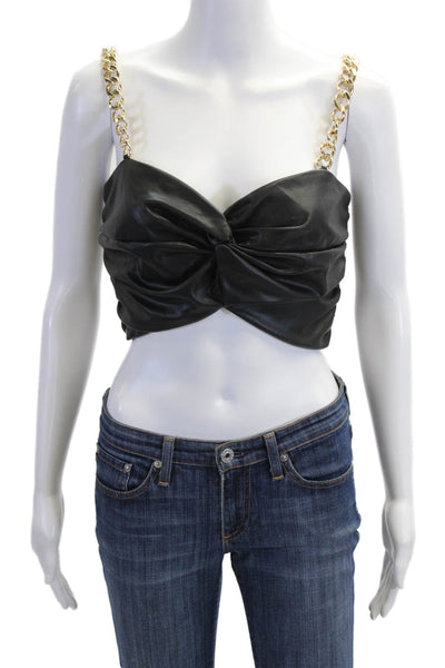 AMUR Womens Biker Cropped Tank Black Sleeveless Zip Size 4