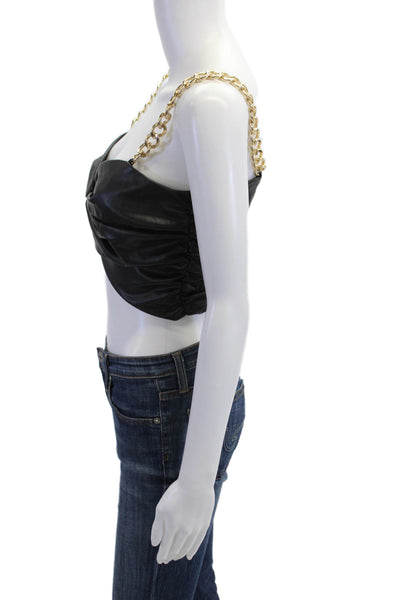 AMUR Womens Biker Cropped Tank Black Sleeveless Zip Size 4