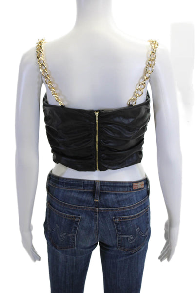 AMUR Womens Biker Cropped Tank Black Sleeveless Zip Size 4