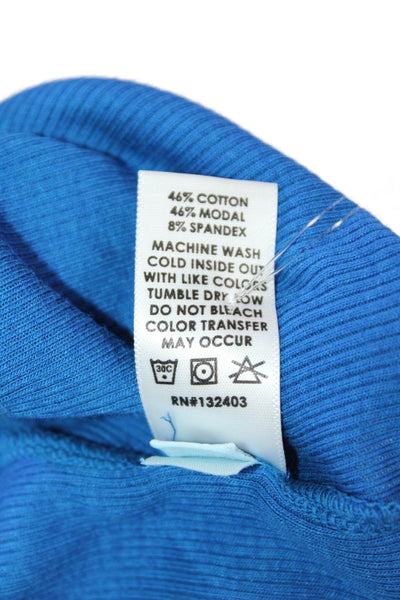 Cotton Citizen Womens Cropped Blue Long Sleeve Crew Neck T-Shirt Size M