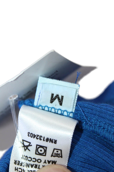 Cotton Citizen Womens Cropped Blue Long Sleeve Crew Neck T-Shirt Size M