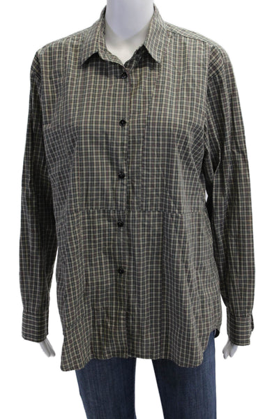 Kimberly Taylor Mens Collared Plaid Button-Up Long Sleeve Beige Size M