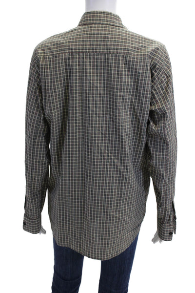 Kimberly Taylor Mens Collared Plaid Button-Up Long Sleeve Beige Size M
