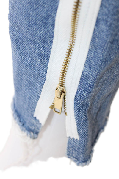 Frame Denim Women Cropped Straight Jeans Blue Mid-Rise Button Size 28
